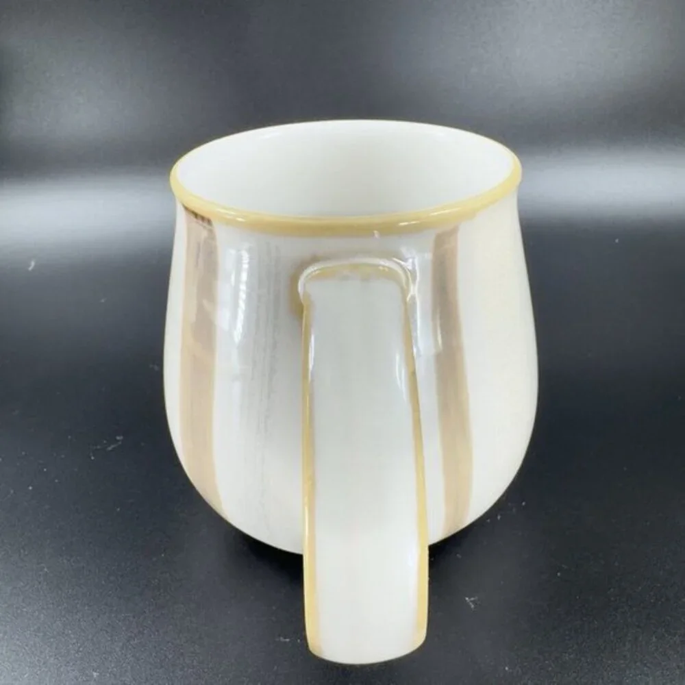 Denby Truffle Layers Stoneware Mug Cup Brown Stripes Porcelain England Set Of 2‎